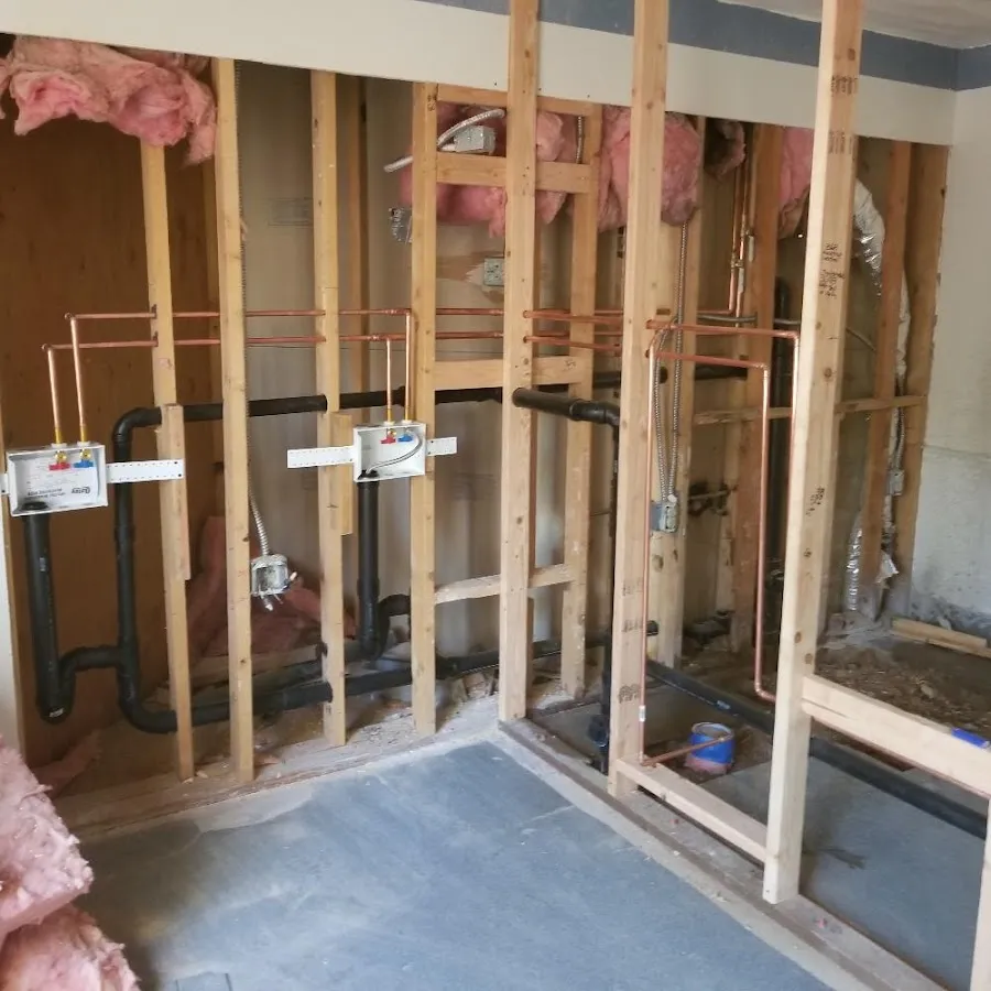 Copper pipe rough-in and plumbing installation in New Haven